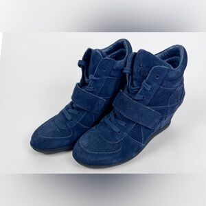 ASH Bowie Wedge Sneakers Navy Suede EU 37 US 6.5 NWOB Hidden Wedge